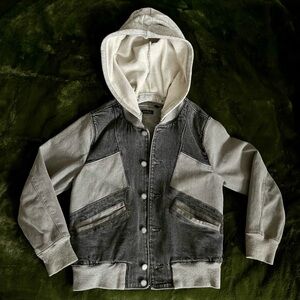 Ikks Grey Denim Organic Hooded Jacket for Kids